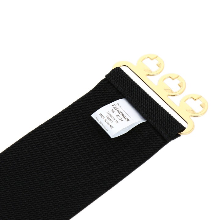 women's elastic wide belt with a 3-button buckle, GLORIA Made in France