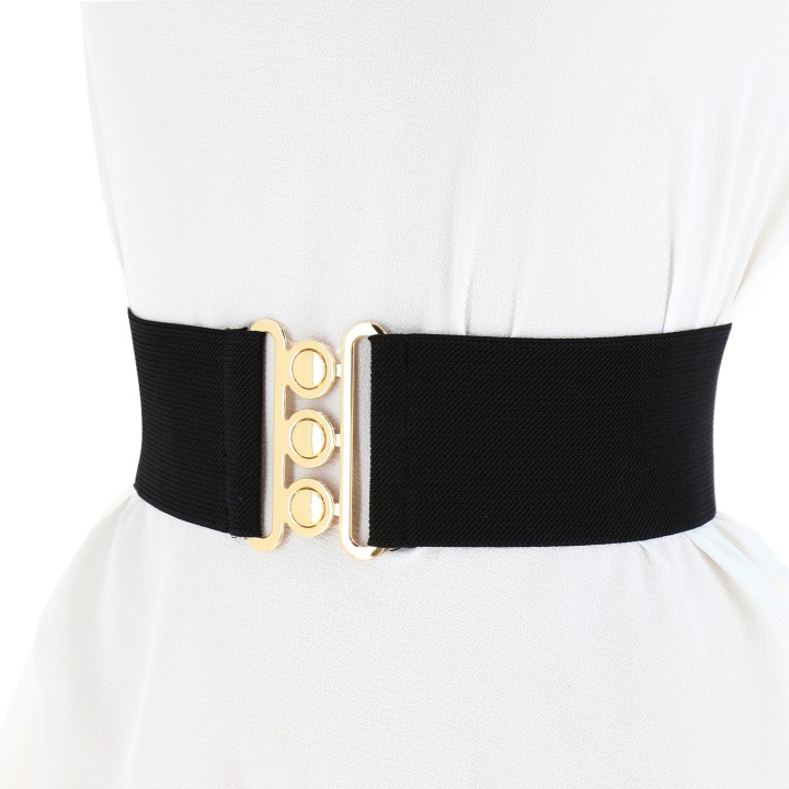 women's elastic wide belt with a 3-button buckle, GLORIA Made in France