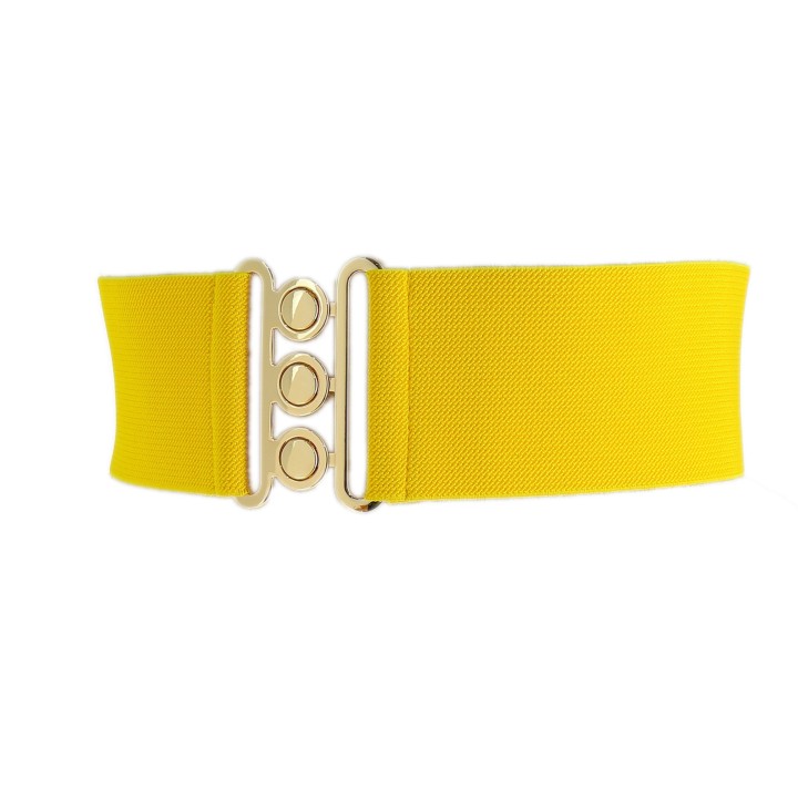 women's elastic wide belt with a 3-button buckle, GLORIA Made in France