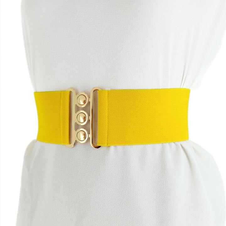 women's elastic wide belt with a 3-button buckle, GLORIA Made in France