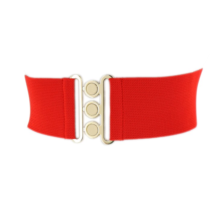 women's elastic wide belt with a 3-button buckle, GLORIA Made in France