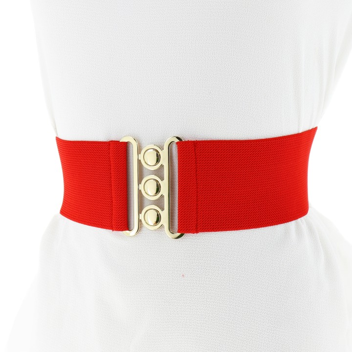 women's elastic wide belt with a 3-button buckle, GLORIA Made in France