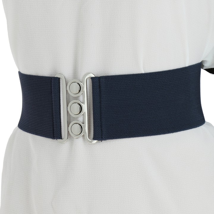 women's elastic wide belt with a 3-button buckle, GLORIA Made in France