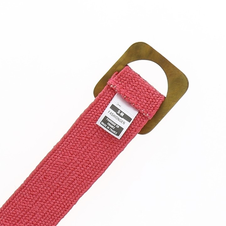 Braided Elastic Waist Belt with Wooden Buckle, Made in France, CHARLOTTE