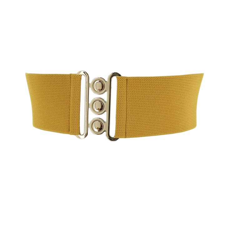 women's elastic wide belt with a 3-button buckle, GLORIA Made in France