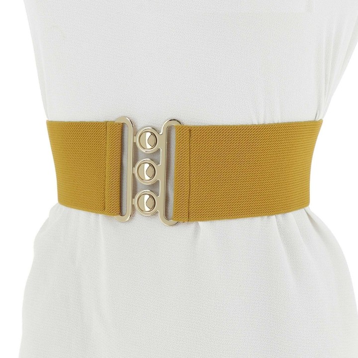 women's elastic wide belt with a 3-button buckle, GLORIA Made in France