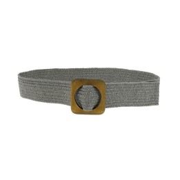 Braided Elastic Waist Belt with Wooden Buckle, Made in France, CHARLOTTE