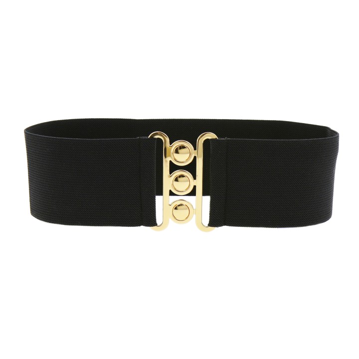 women's elastic wide belt with a 3-button buckle, GLORIA Made in France