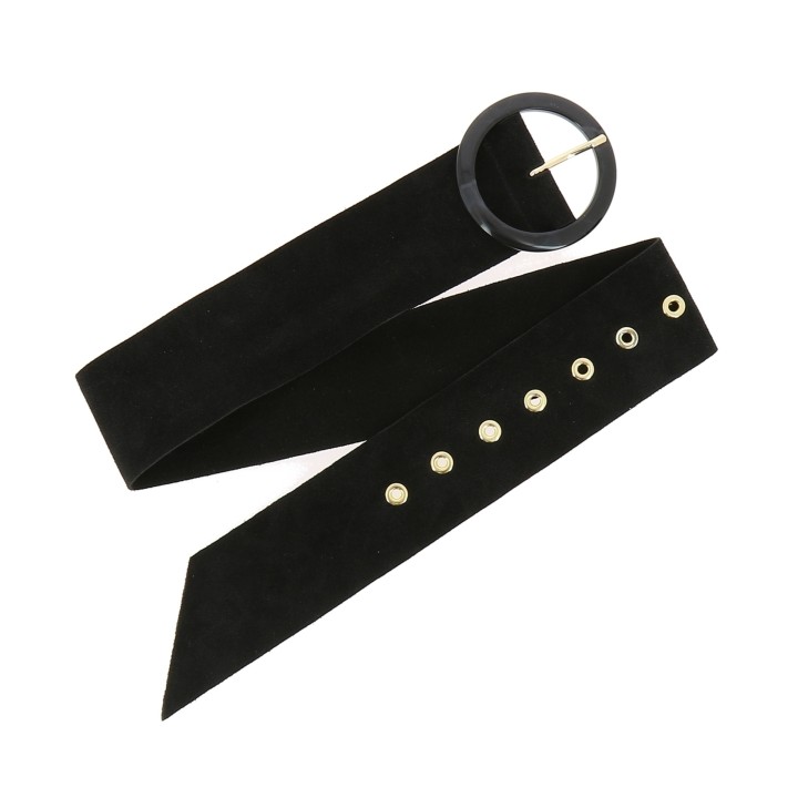 Wide women's belt in suede Made in FRANCE, ANETTE