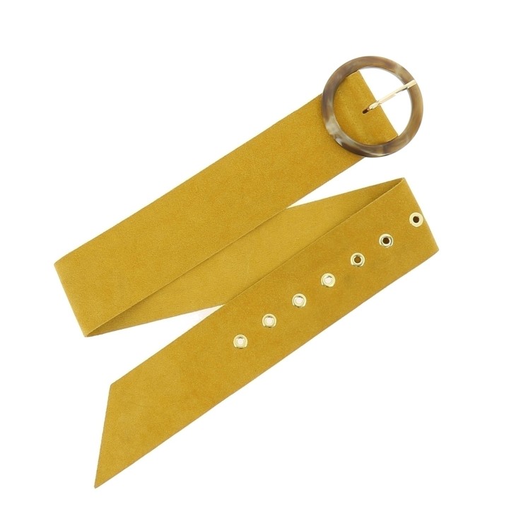 Wide women's belt in suede Made in FRANCE, ANETTE