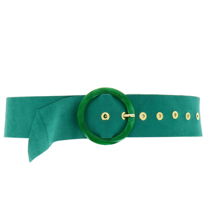 Wide women's belt in suede Made in FRANCE, ANETTE