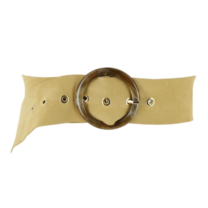 Wide women's belt in suede Made in FRANCE, ANETTE