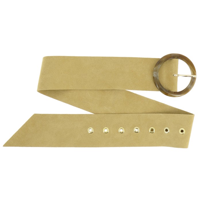 Wide women's belt in suede Made in FRANCE, ANETTE