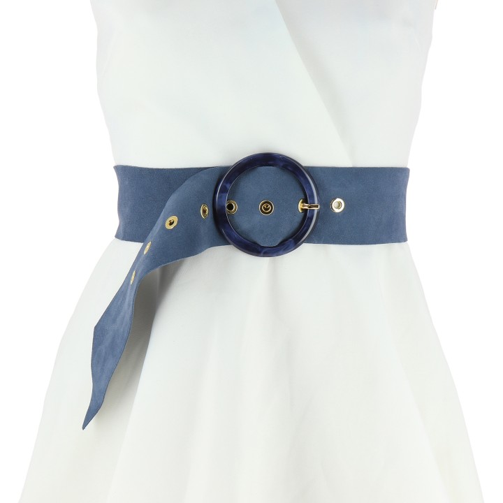 Women genuine Italian Suede Leather Belt, ANETTE, Made in France