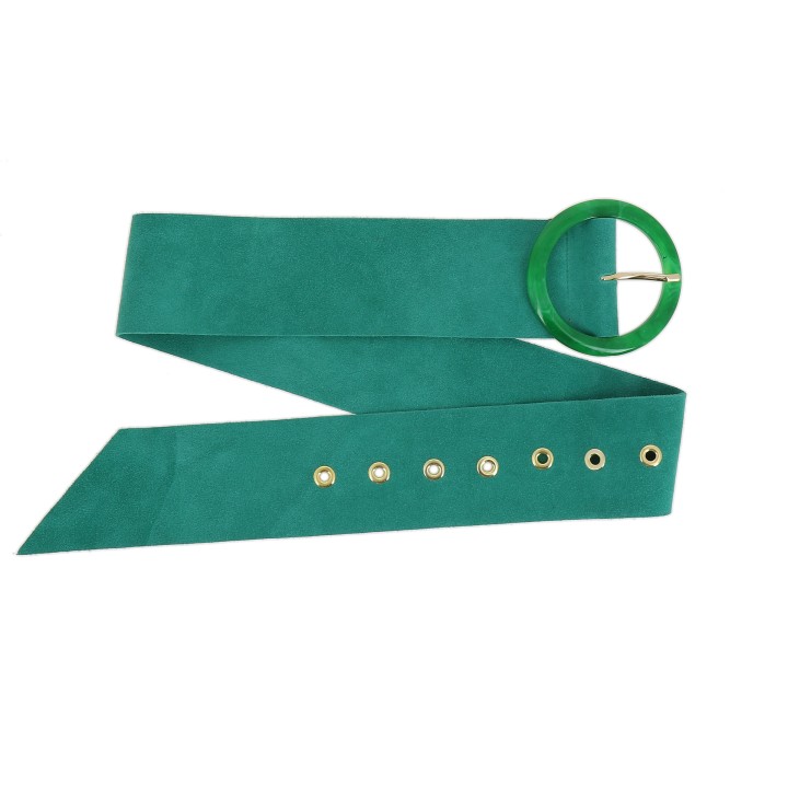 Wide women's belt in suede Made in FRANCE, ANETTE