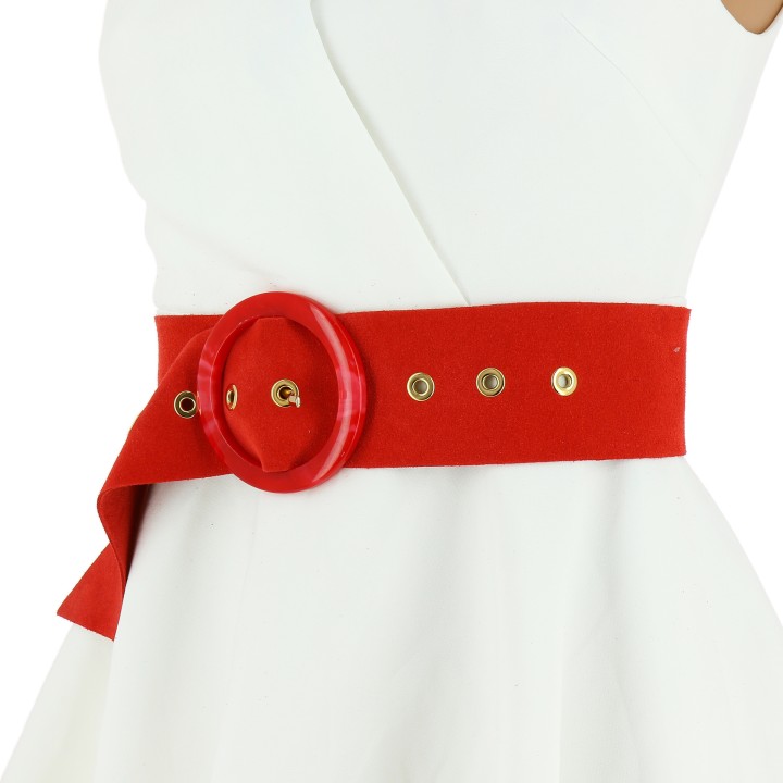 Wide women's belt in suede Made in FRANCE, ANETTE