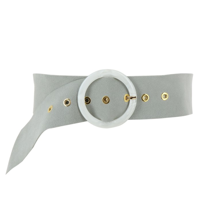 Wide women's belt in suede Made in FRANCE, ANETTE