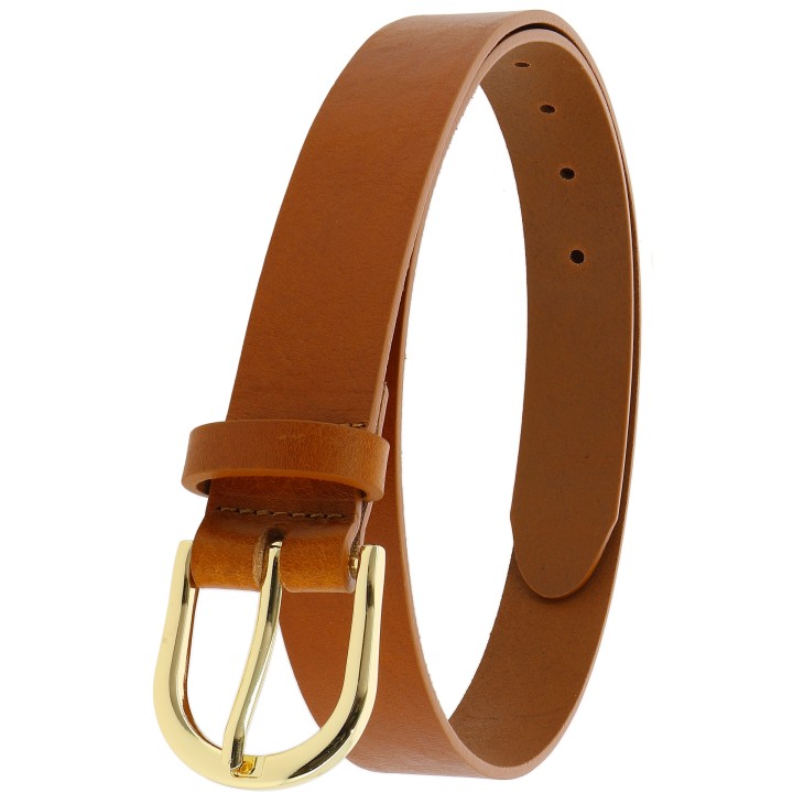 Women's belt in bull leather vegetable-tanned, 3 cm width, RIVOLI