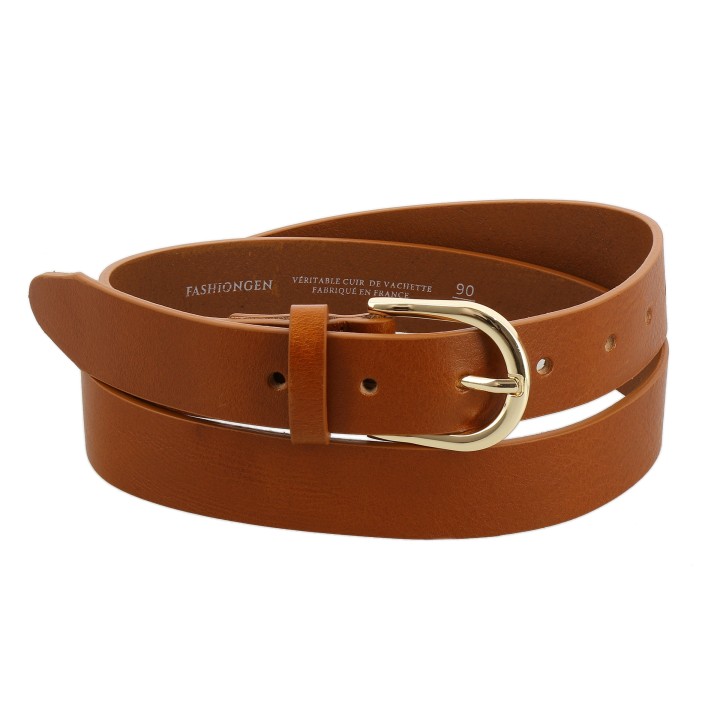Women's belt in bull leather vegetable-tanned, 3 cm width, RIVOLI
