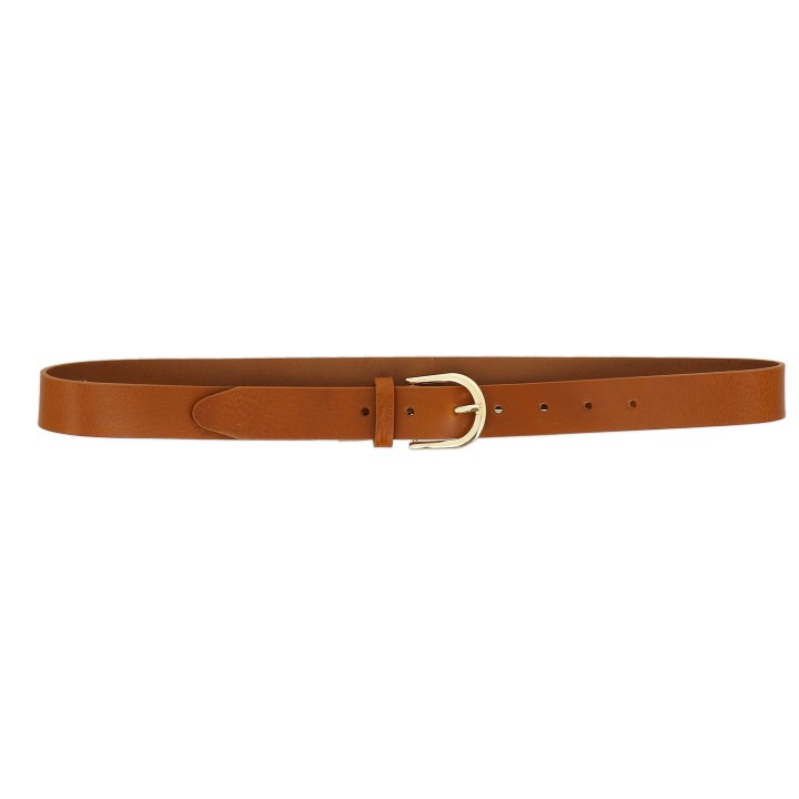 Women's belt in bull leather vegetable-tanned, 3 cm width, RIVOLI