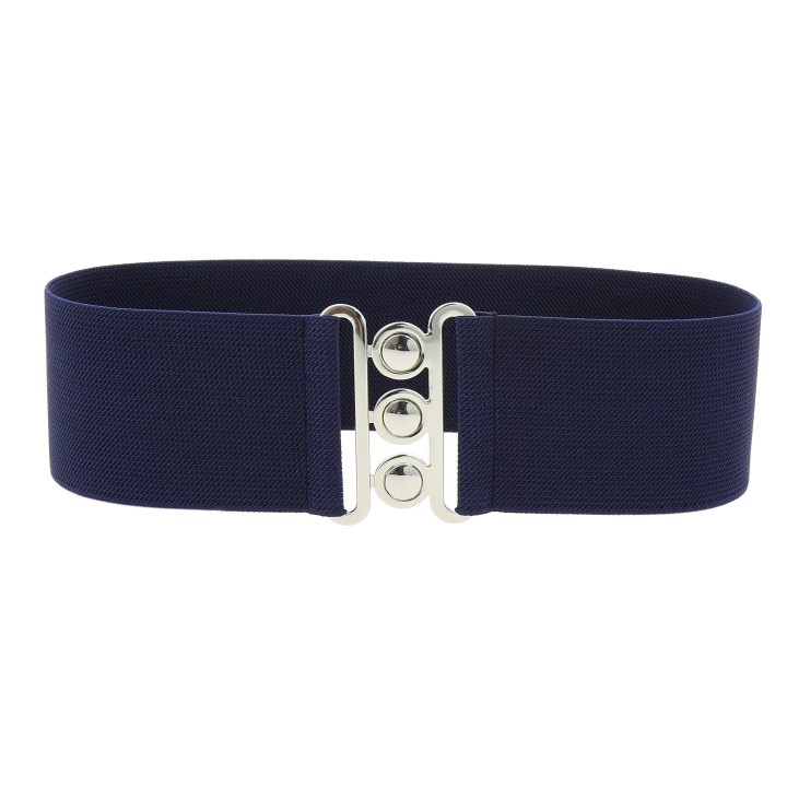 women's elastic wide belt with a 3-button buckle, GLORIA Made in France