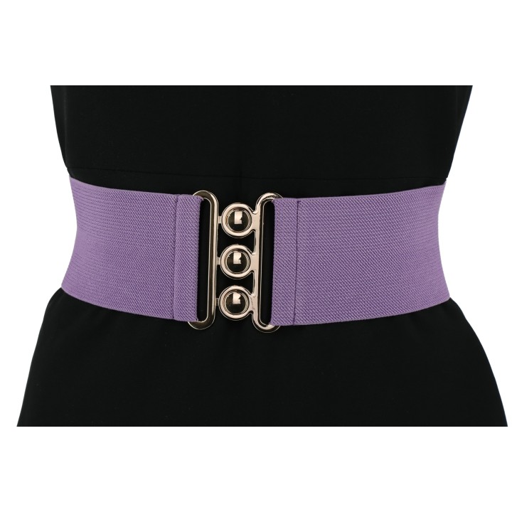 women's elastic wide belt with a 3-button buckle, GLORIA Made in France
