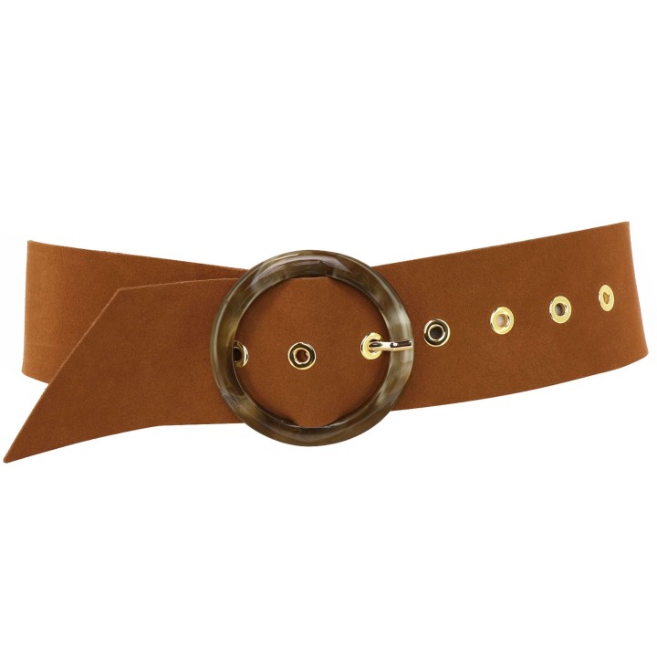 Wide women's belt in suede Made in FRANCE, ANETTE