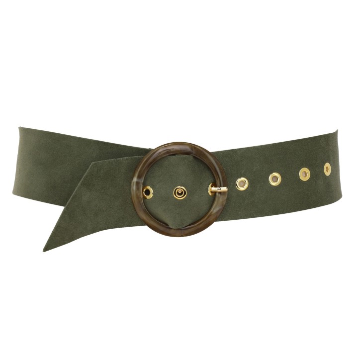 Wide women's belt in suede Made in FRANCE, ANETTE
