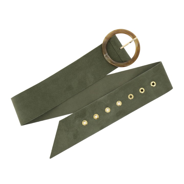 Wide women's belt in suede Made in FRANCE, ANETTE