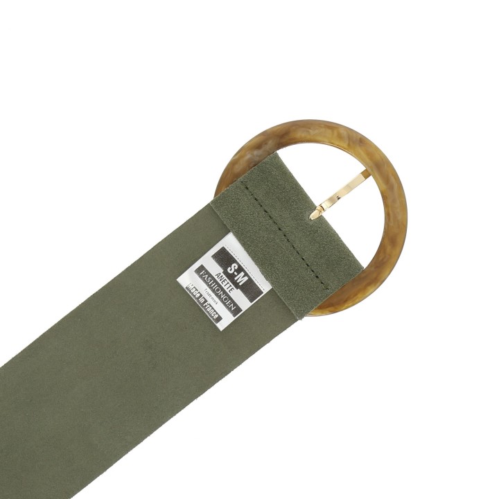 Wide women's belt in suede Made in FRANCE, ANETTE