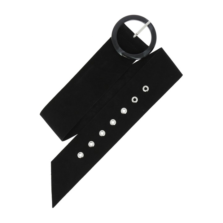 Wide women's belt in suede Made in FRANCE, ANETTE