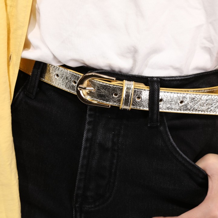 Cinturón para mujer en cuero italiano, LUNA, Fabricado en Francia